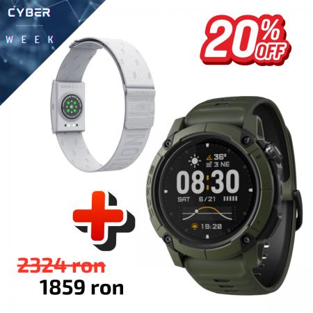 COROS Bundle Ceas multisport COROS NOMAD GPS Watch - Green + Centura de puls Coros