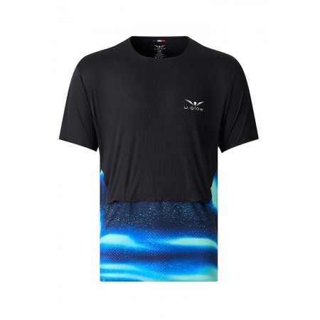 Tricou alergare barbati UGLOW VAPOR Black/Blue SS'26