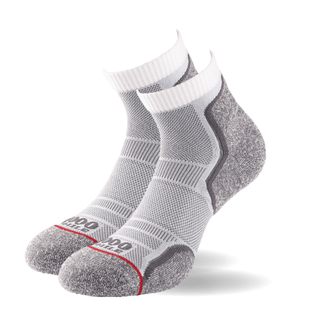 1000 Mile Run Anklet Socks Barbati – Twin Pack - White/Grey
