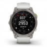 Garmin - Epix Gen 2 Sapphire smartwatch premium cu GPS si AMOLED - ramă gri din titanium, carcasă albă si curea din silicon albă