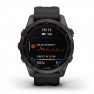 Garmin - Fenix 7s Sapphire Solar ceas multisport cu GPS - ramă gri închis Titanium DLC, carcasă neagră si curea din silicon neagră