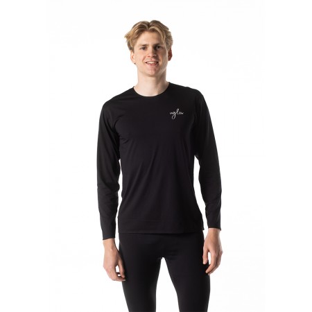 Bluza alergare barbati UGLOW WARM LONG SLEEVE TEE Black C3'22