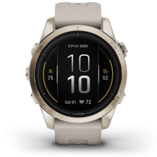 Garmin - epix Pro 42mm Gen 2s Sapphire smartwatch premium AMOLED - ramă Soft Gold si curea din silicon crem