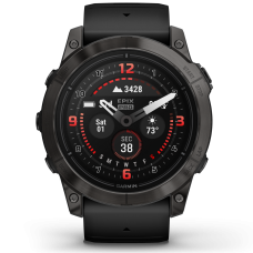 Garmin - epix Pro 51mm Gen 2X Sapphire smartwatch premium AMOLED - ramă gri din titanium DLC si curea din silicon neagră