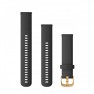 Garmin - curea silicon Quick Release 20 - negru cu elemente aurii pentru Vivoactive/ Vivomove/ Venu/ Forerunner - 2 lungimi