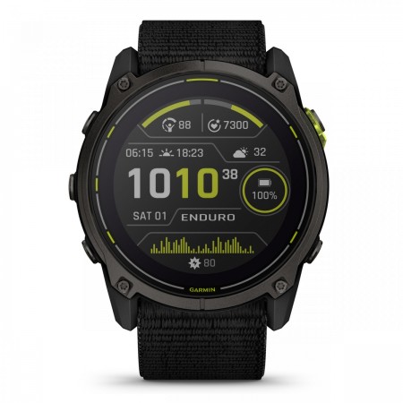 Garmin Enduro 3 - ceas ultra multisport cu GPS - ramă gri din titanium DLC si curea textilă neagră