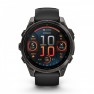 Garmin - fenix 8 AMOLED Sapphire 47mm - smartwatch premium AMOLED - ramă gri din titanium DLC si curea din silicon neagră-gri