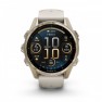 Garmin - fenix 8s AMOLED Sapphire 43mm - smartwatch premium AMOLED - ramă aurie din titanium si curea din silicon gri