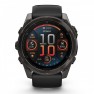 Garmin - fenix 8x AMOLED Sapphire 51mm - smartwatch premium AMOLED - ramă gri din titanium DLC si curea din silicon neagră-gri