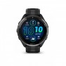 Garmin - Forerunner 965 ceas multisport cu GPS AMOLED - Ramă din titan DLC gri carbon cu carcasă neagră şi curea din silicon neagră/gri pudră