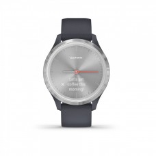 Garmin Vivomove 3s - rama argintie - bratara albastru granit