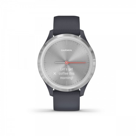 Garmin Vivomove 3s - rama argintie - bratara albastru granit