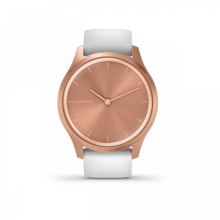 Garmin Vivomove Style - carcasa rose-gold - bratara silicon alba