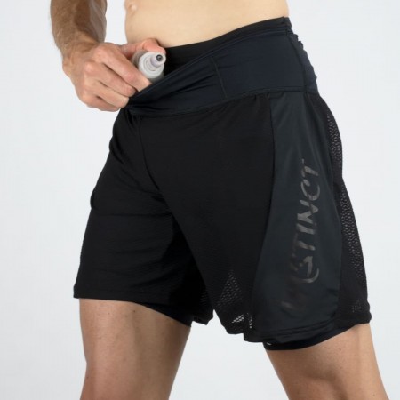 Instinct - Pantaloni scurti maraton barbati - Trail Short Marathon 2-in-1 - Negru